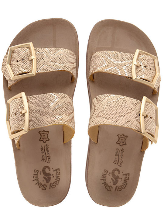 Δερμάτινα Γυναικεία Ανατομικά Σανδάλια Pink Gold