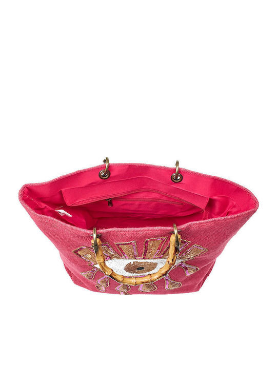 Verde Geantă De Plajă Din Wicker Fucsia