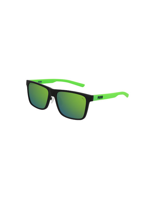 Puma Sunglasses with Black Plastic Frame and Green Mirror Lens PE0109S 003