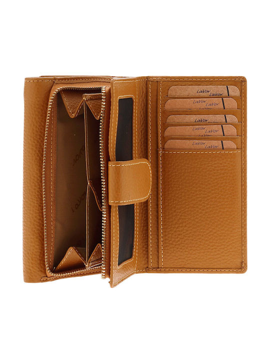 Large Leather Women's Wallet Classic with RFID Tabac Brown