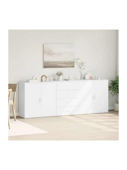 Sideboard Wooden White 218x38x80cm