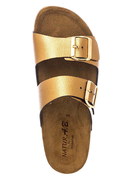 Leder Flache Sandalen für Damen Bronze