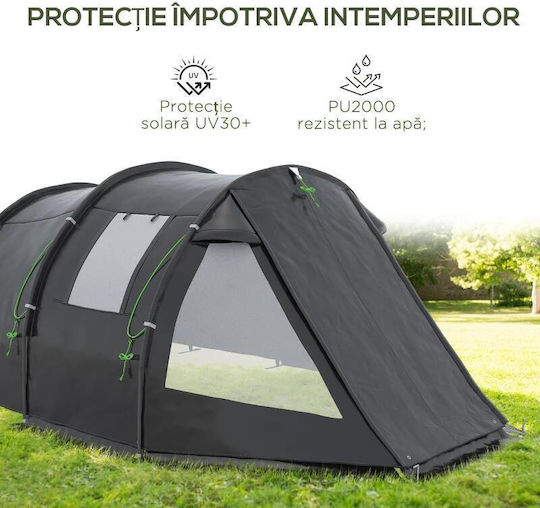 Campingzelt Tunnel Schwarz für 4 Personen 475x264x172cm