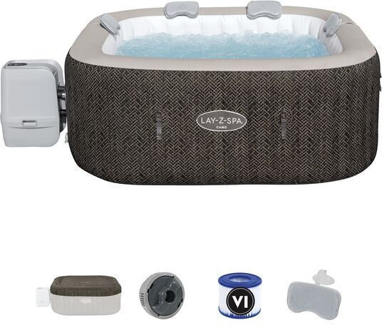 Bestway Quadratisches Schwimmbecken PVC 795l Aufblasbar mit Hydromassage 180x180x71cm Braune