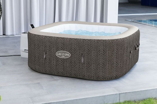 Bestway Quadratisches Schwimmbecken PVC 795l Aufblasbar mit Hydromassage 180x180x71cm Braune