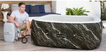 Bestway Quadratisches Aufblasbares Schwimmbecken mit Hydromassage 66x66x180cm Schwarze