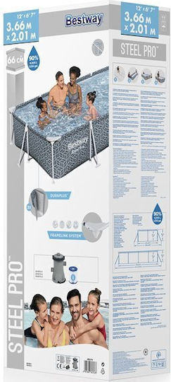 Bestway Steel Pro Swimming Pool with Metallic Frame 366x201x66cm Gray