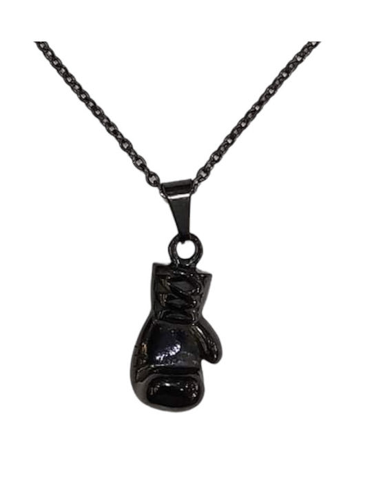 Men's necklace ONE made of steel with black steel boxing glove and chain 60cm hc8556