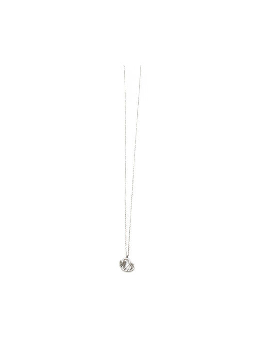 Women's ONE necklace made of stainless steel heart with butterfly in silver color JK-SC459