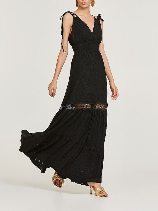 Lynne Maxi Rochie cu Volane Black