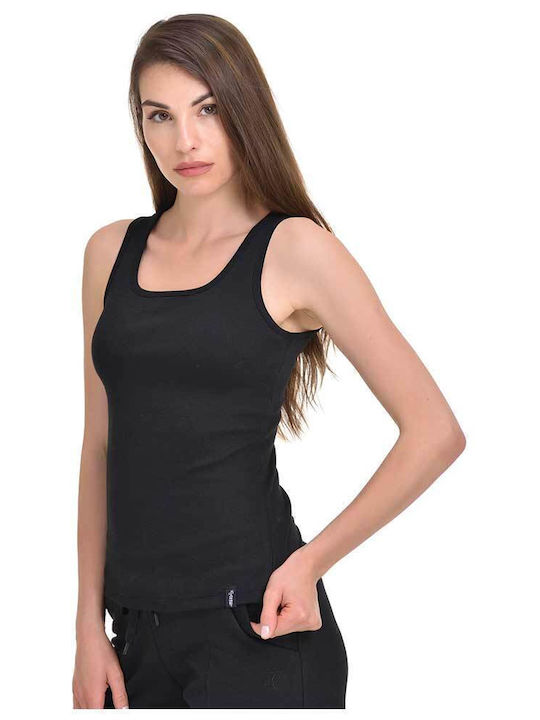 Γυναικείο Crop Top Βαμβακερό με Τιράντες Μαύρο