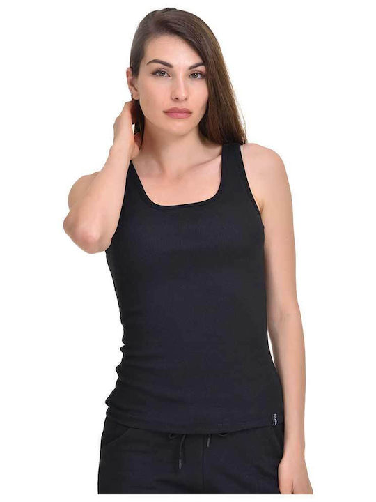 Γυναικείο Crop Top Βαμβακερό με Τιράντες Μαύρο