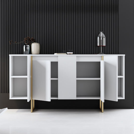 Μπουφές Luxe Ξύλινος Λευκό - Χρυσό 160x35x80cm