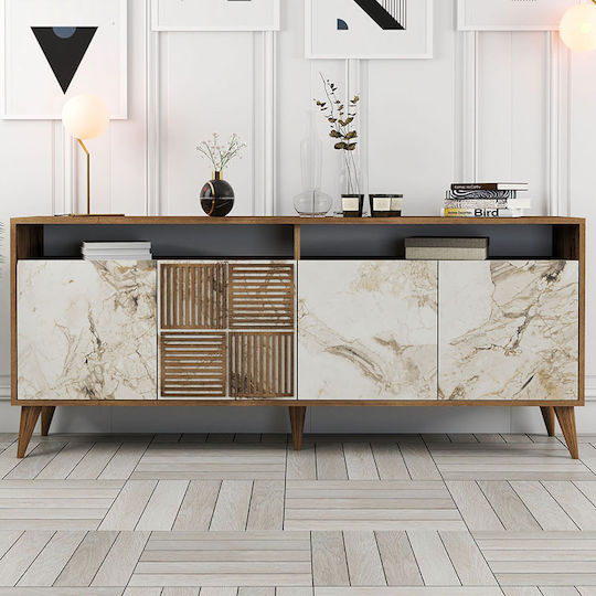 Мебели за съхранение Milan дървен Walnut - White 180x35x78.6см