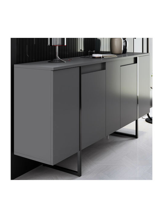 Μπουφές Luxe Ξύλινος Ανθρακί 160x35x80cm