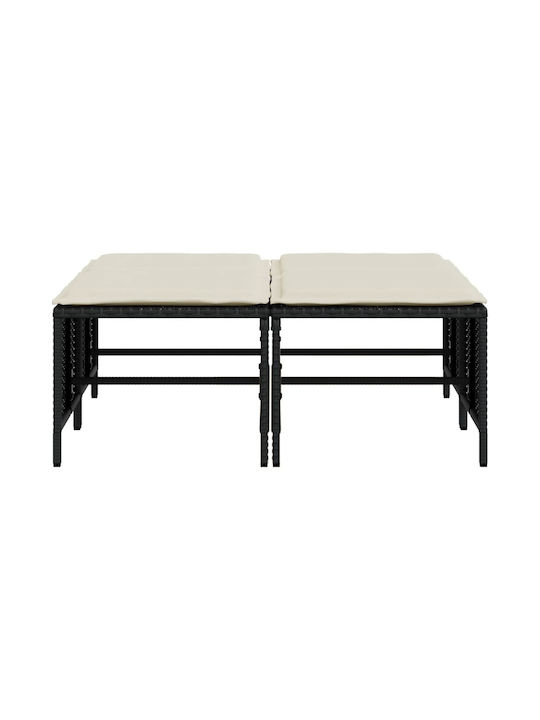 Garden Stool Cube Outdoor Rattan with Cushion Black 4 Pieces 50x48x36.5cm