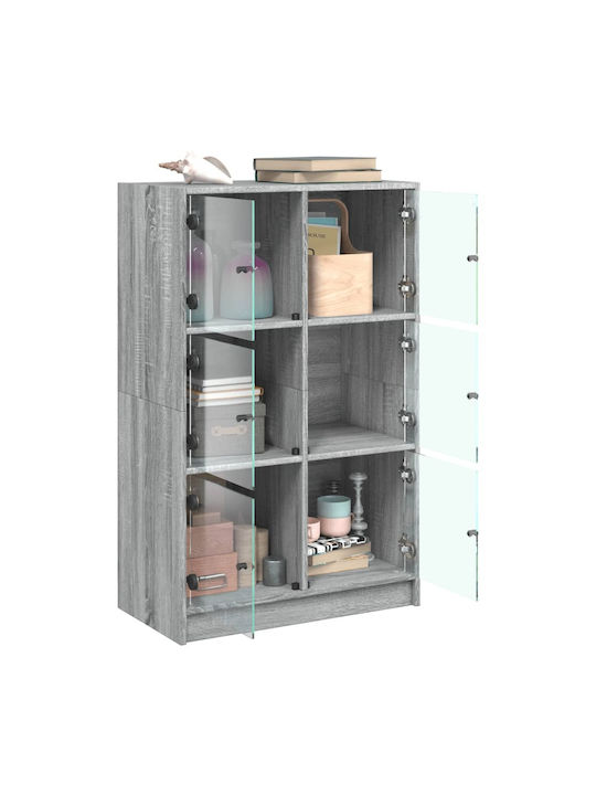 Wohnzimmer Vitrine aus Spanplatte mit Verglasung in Grau 68x37x109cm