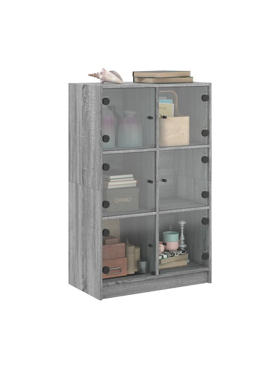 Wohnzimmer Vitrine aus Spanplatte mit Verglasung in Grau 68x37x109cm