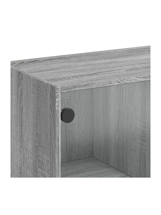 Wohnzimmer Vitrine aus Spanplatte mit Verglasung in Grau 68x37x109cm