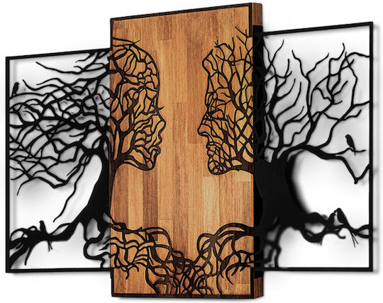 Megapap 3D Mixed Art Tree Love Black Wooden Wall Decor 125x3x79cm