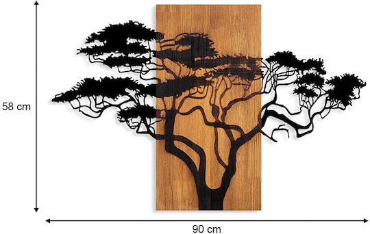 Megapap 3D Gemischte Kunst Akazienbaum Schwarz aus Holz 90x3x58cm