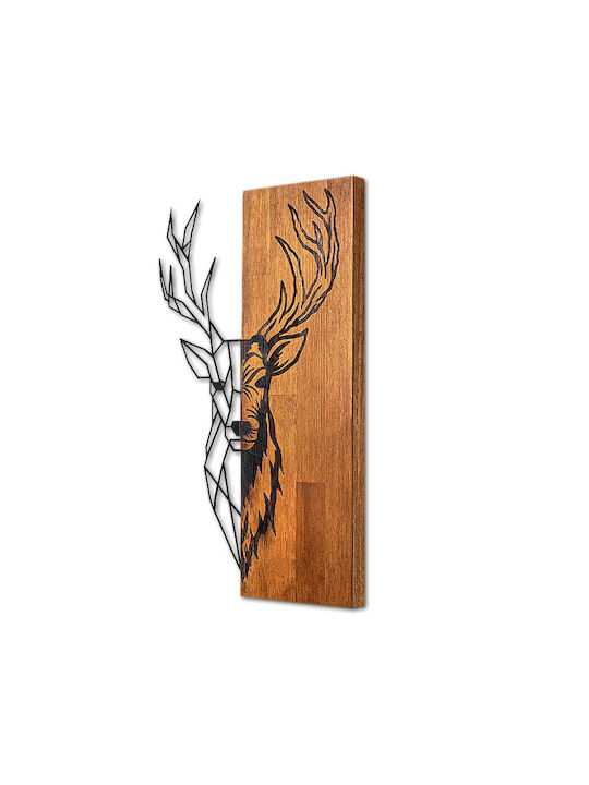 Megapap 3D Mixed Art Deer Μαύρο από Ξύλο 58x3x36cm