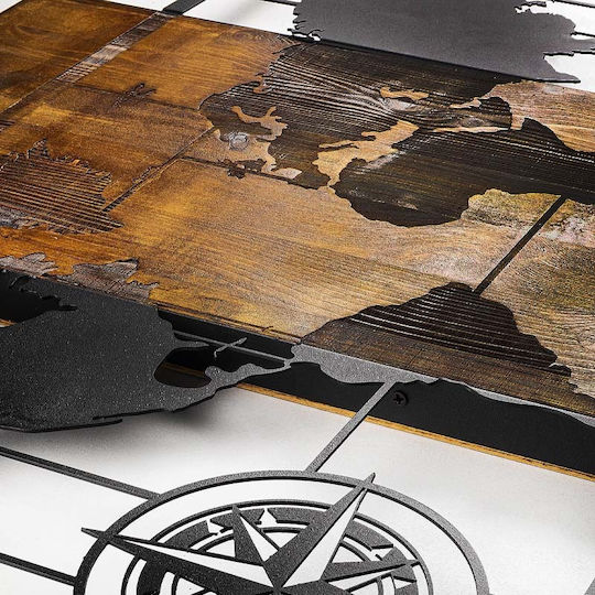 Megapap 3D Mixed Art World Map Μαύρο από Ξύλο 85x3x58cm