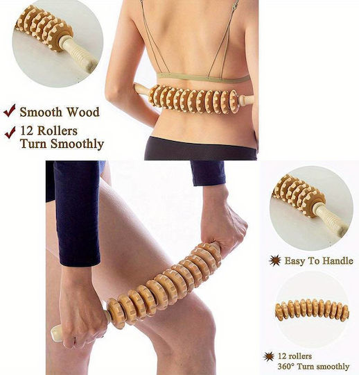 Ancient Wisdom Ξύλινο Roller Μασάζ για το Σώμα Μπεζ