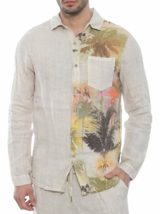 Cu mânecă lungă In Cămașă Floral Beige