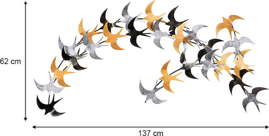 Megapap Wall Decor Birds Multicolour from Metal 137x1.5x62cm