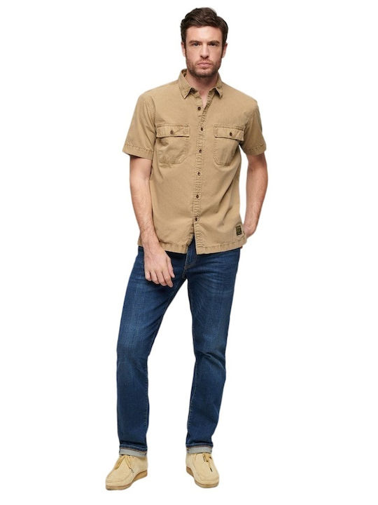 Superdry Ovin Men's Shirt Short Sleeve Camo Brown