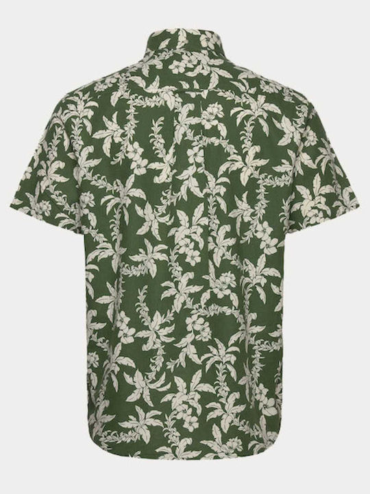 Gant Men's Shirt Short Sleeve Linen Green