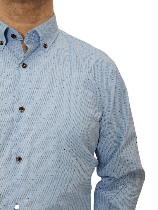 Domino Men's Shirt Long Sleeve Polka Dot Silicon