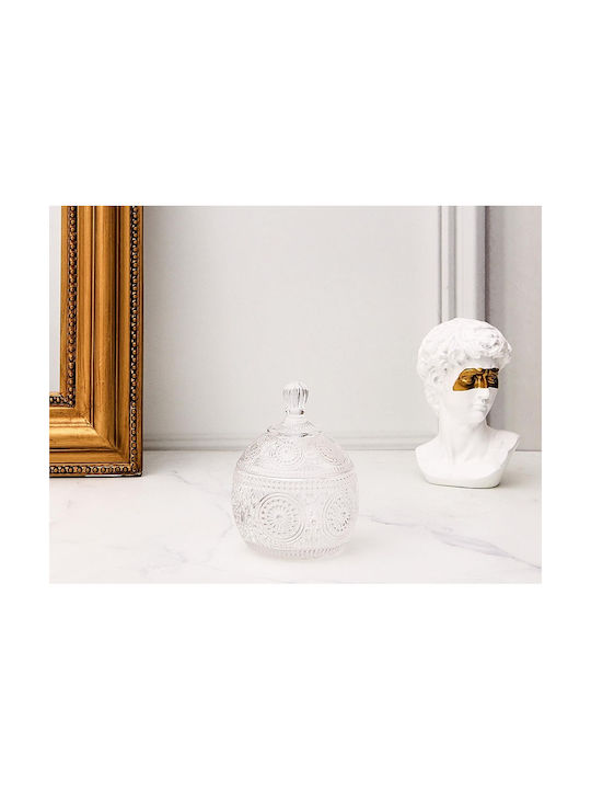The Home Deco Factory Φοντανιέρα Γυάλινη με Καπάκι 9x9x12cm Διάφανη