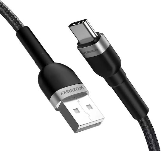Wozinsky Плетен USB 2.0 Кабел USB-C Мъжки - USB-A Черен 2м WNBAC2