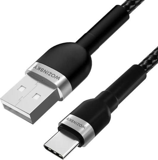 Wozinsky Плетен USB 2.0 Кабел USB-C Мъжки - USB-A Черен 2м WNBAC2