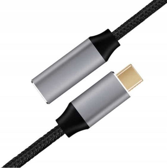 Zenwire Geflochtenes USB 3.0 Video Kabel USB-C Männlich - USB-C Buchse 100W PD Schwarz 3m 0000507