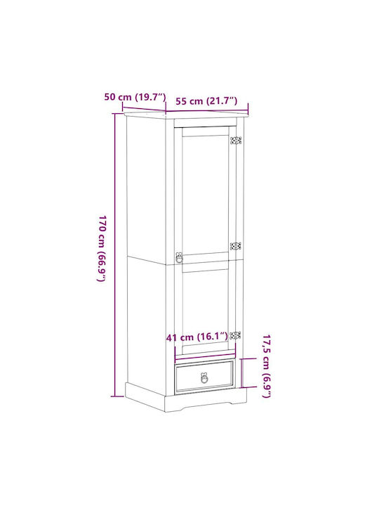 Einzeltür Kleiderschrank 55x50x170cm