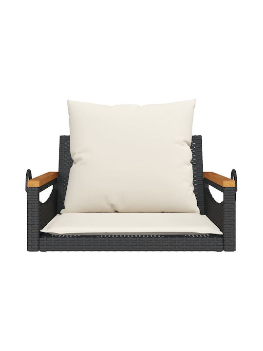 Rattan Swing Black with 110kg Maximum Weight Capacity L63xW62xH40cm