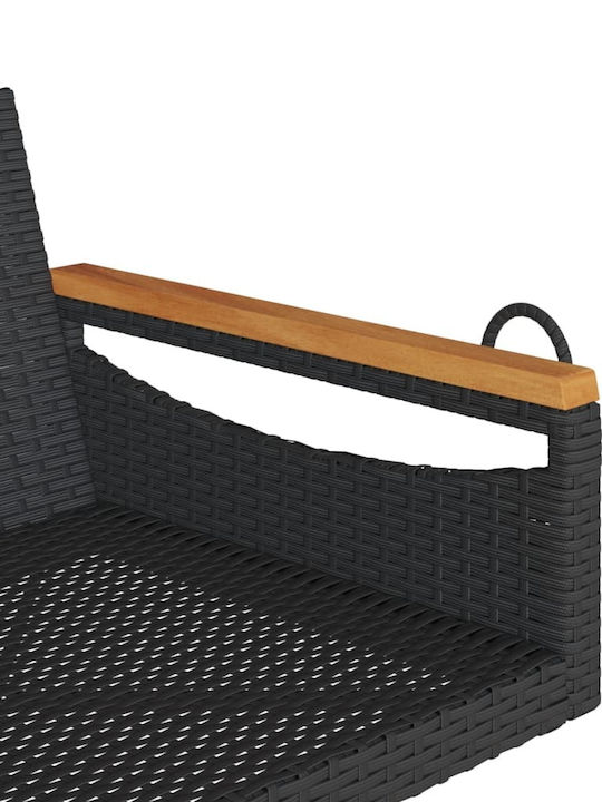 Rattan Swing Black with 110kg Maximum Weight Capacity L63xW62xH40cm