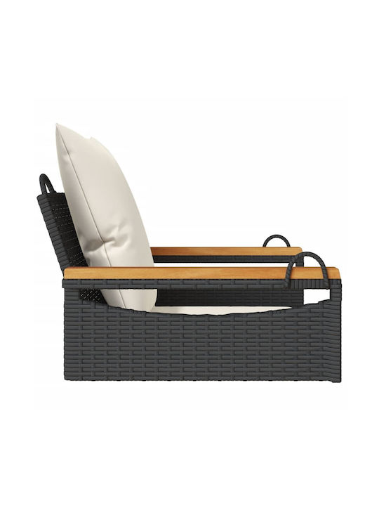 Rattan Swing Black with 110kg Maximum Weight Capacity L63xW62xH40cm