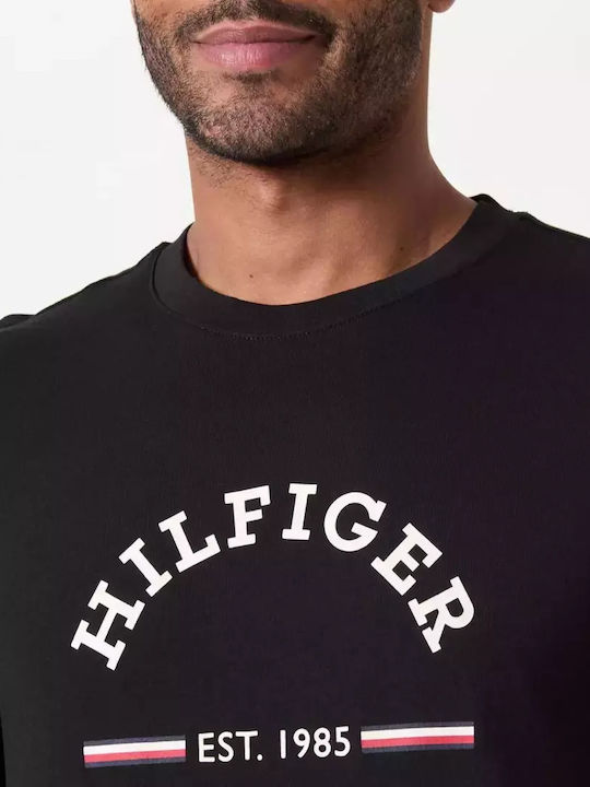 Tommy Hilfiger T-shirt Bărbătesc cu Mânecă Scurtă Negru