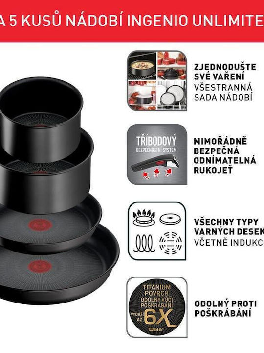 Tefal Set de vase de gătit din aluminiu cu strat antiaderent L3959543 5buc