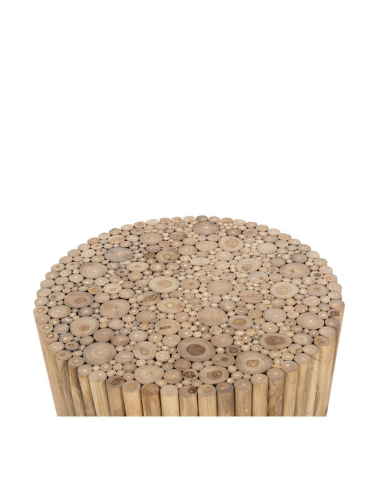 Round Central Coffee Table Cooter Made of Solid Wood Branches Teak-Natural W80xL80xH50cm