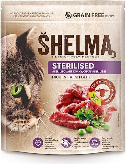 Shelma Hrană Uscată fără Cereale pentru Pisici Sterilizate Adulte cu Carne de vită / Carne / Păsări de curte 0.75kg