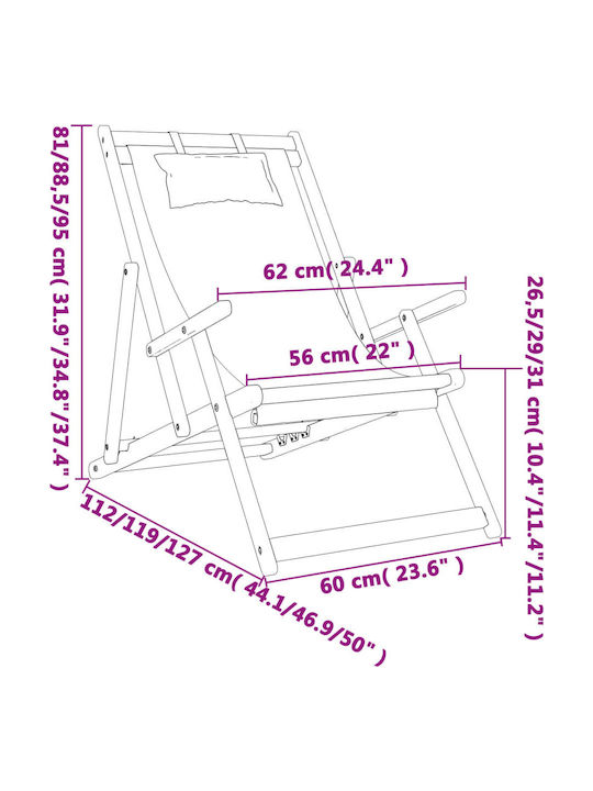 Deckchairs Wooden with Multicolour Fabric 2pcs 60x112x81cm