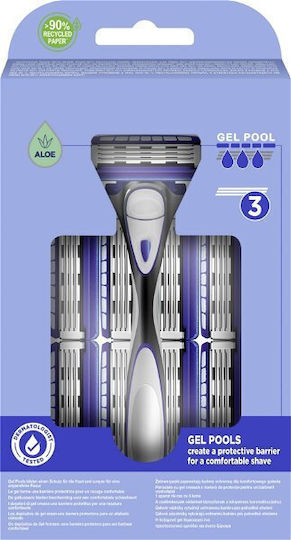 Wilkinson Sword Sword Hydro 3 Бръсначка с Резервни глави 3 остриета и лубрикантна лента за чувствителна кожа 9бр