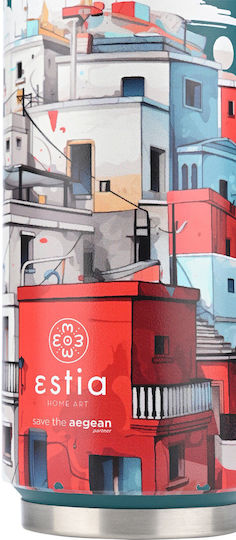 Estia Travel Cup Save the Aegean Recyclable Glass Thermos Stainless Steel / Plastic BPA Free 500ml Urban mythos with Straw