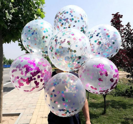Set 5 Latex Balloons Zola Filled Confetti 33 Cm Transparent