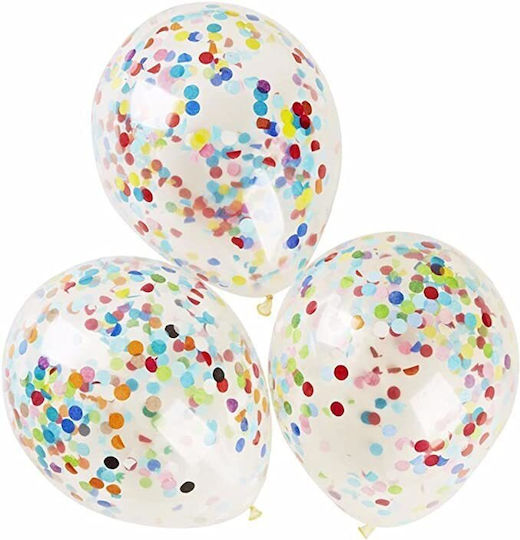 Set 5 Latex Balloons Zola Filled Confetti 33 Cm Transparent